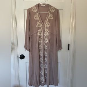 Dusty Lilac Purple Embroidered Dress
